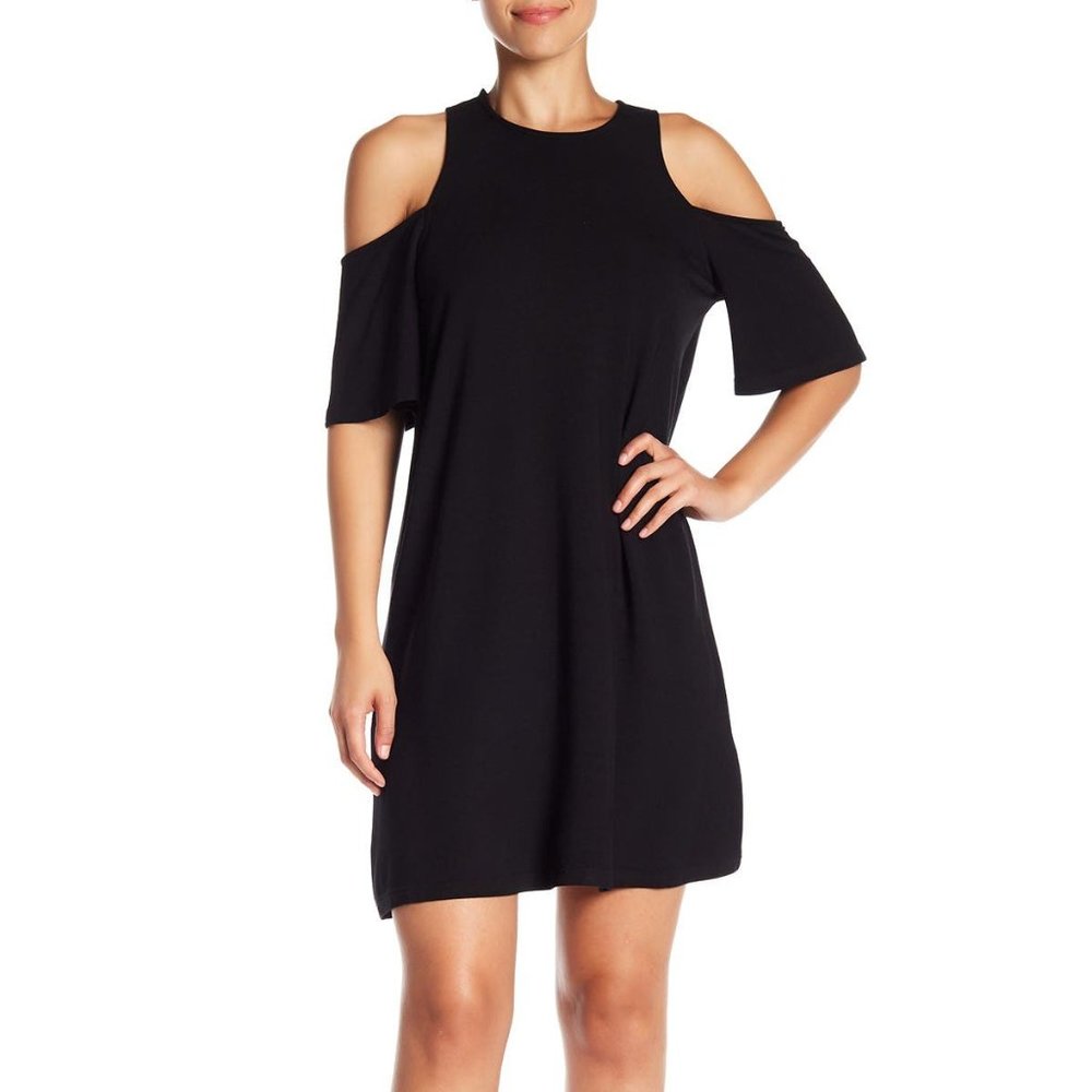 CUPCAKES & CASHMERE Hyde black cold shoulder dress